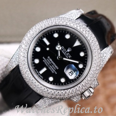Swiss Rolex Submariner Replica Leather strap 40MM - WatchesReplica.is