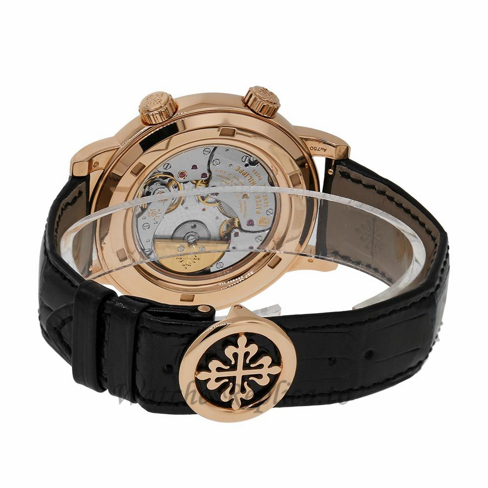 Patek Philippe Replica Grand ComplicationsRose Gold Black Celestial Moon Age 44mm Watch 6102R001 - WatchesReplica.is