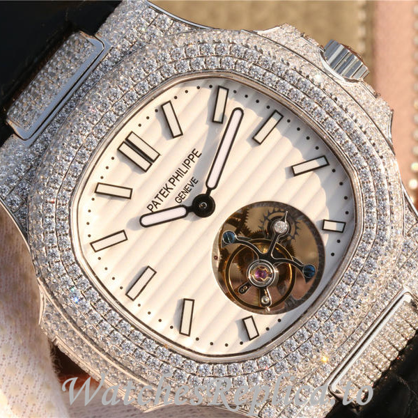 Patek Philippe Replica Nautilus Leather strap 40MM - WatchesReplica.is