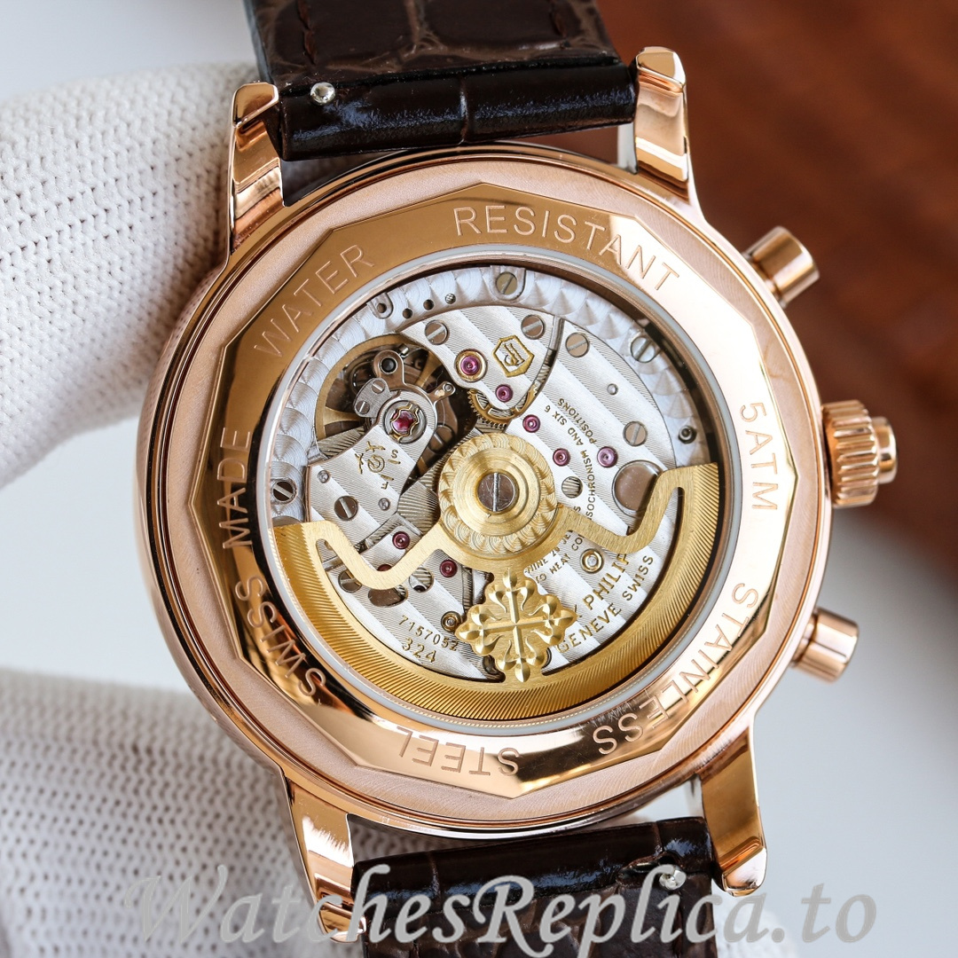 Patek Philippe Replica Complications Leather strap 41MM - WatchesReplica.is