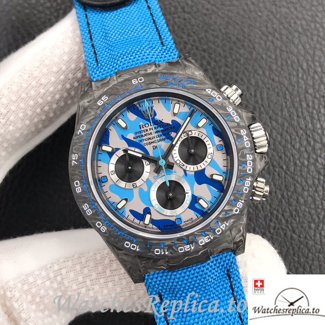 Swiss Rolex Daytona Replica Canvas strap 40MM Blue Dial - WatchesReplica.is