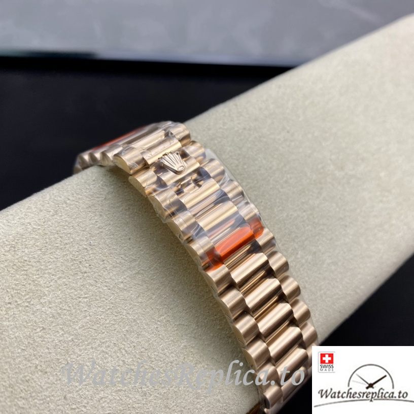 Swiss Rolex Day Date Replica 228235 Rose Gold strap 40MM - WatchesReplica.is