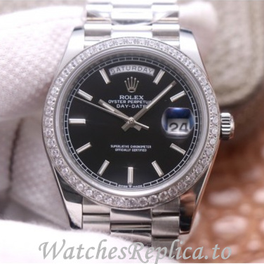 Swiss Rolex Day Date Replica 228349 White Gold strap 40MM - WatchesReplica.is