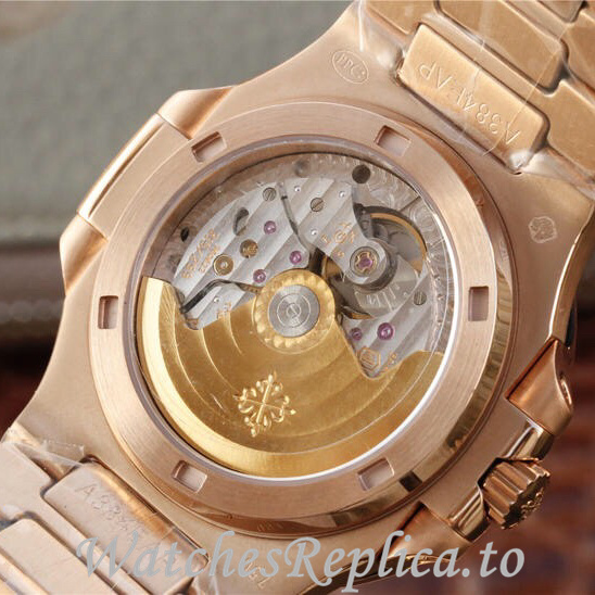 Patek Philippe Replica Nautilus 5719 Rose Gold strap 40MM - WatchesReplica.is