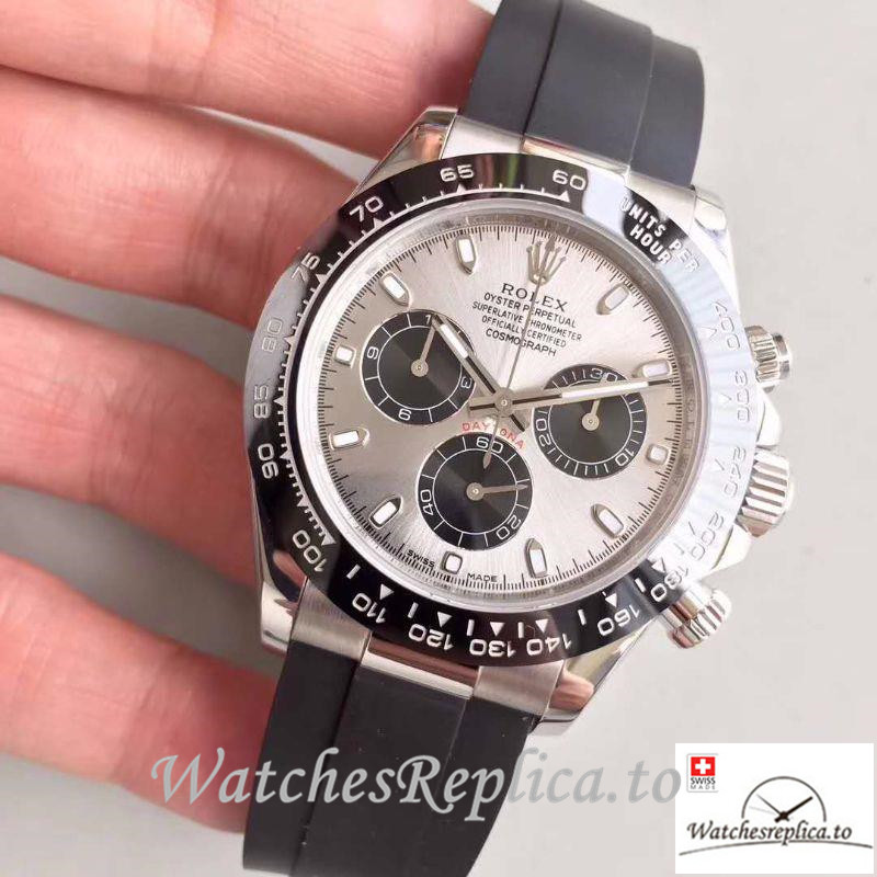 Swiss Rolex Daytona Cosmograph Replica 116519LN Black Rubber strap 40MM - WatchesReplica.is