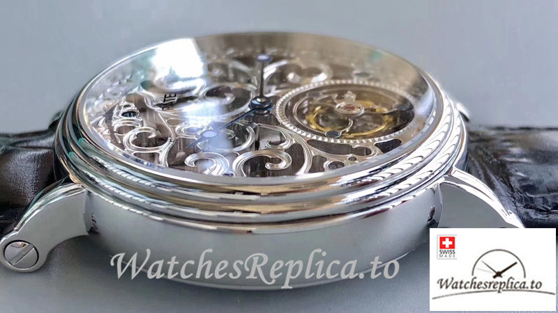 Swiss Patek Philippe Tourbillon Replica Black Strap 42MM - WatchesReplica.is
