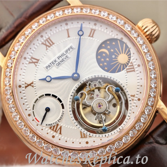 Patek Philippe Replica Complications Leather strap 42MM - WatchesReplica.is