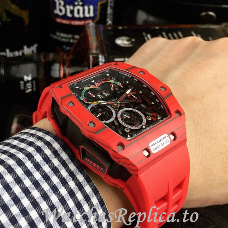 Richard Mille Replica RM011 Rubber strap 50MM - WatchesReplica.is