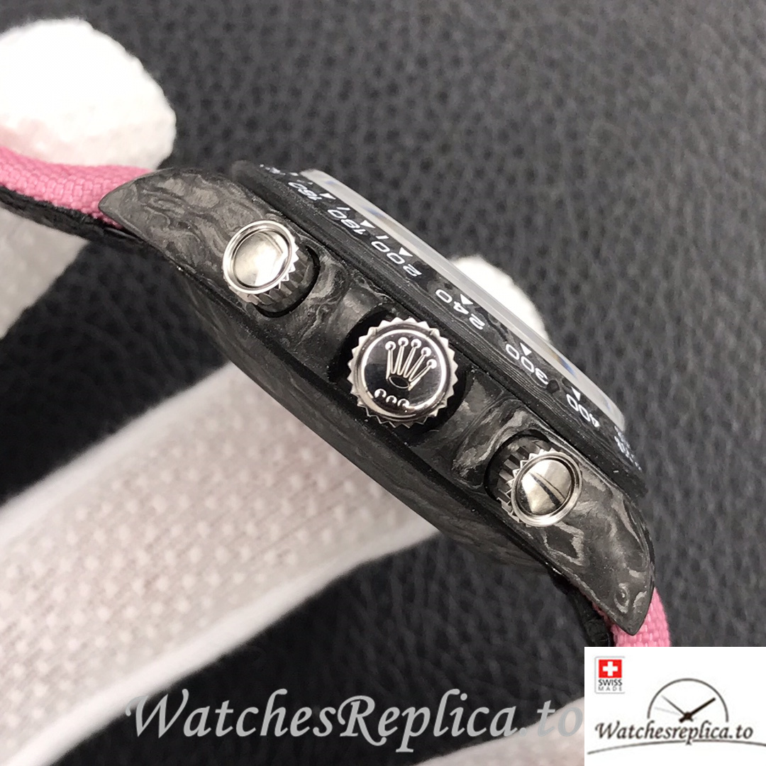 Swiss Rolex Daytona Replica Canvas strap 40MM Pink Dial - WatchesReplica.is