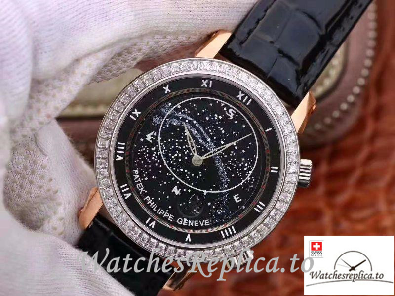 Swiss Patek Philippe Grand Complications Sky Moon Celestial Replica 5102PR Black Strap 43MM - WatchesReplica.is
