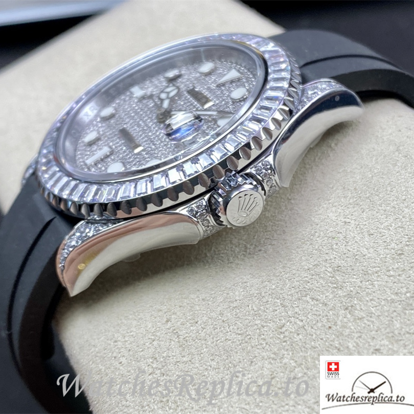Swiss Rolex Yacht Master Replica 226679TBR Rubber strap 42MM Diamonds Dial - WatchesReplica.is