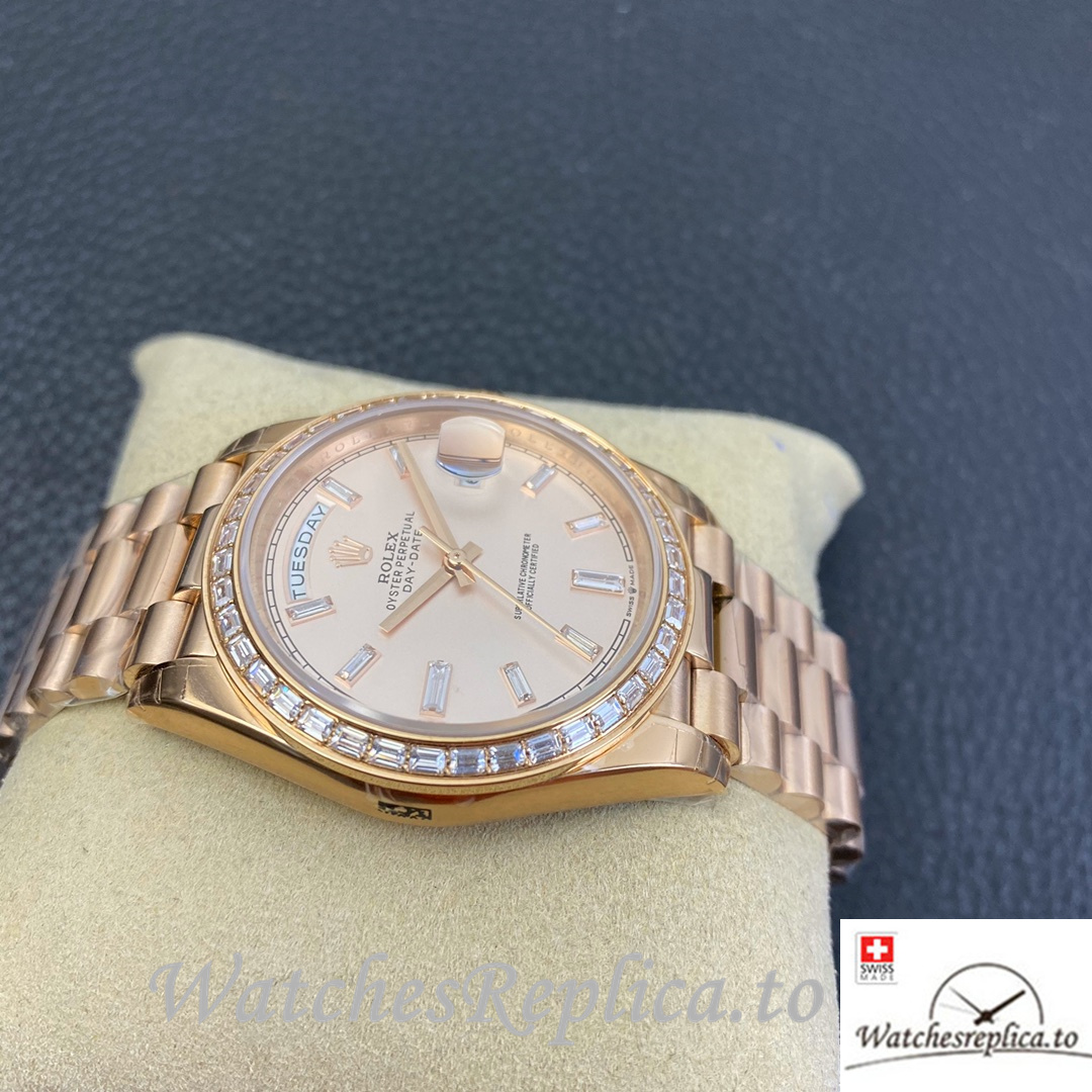 Swiss Rolex Datejust Replica 126233 Rose Gold strap 36MM - WatchesReplica.is