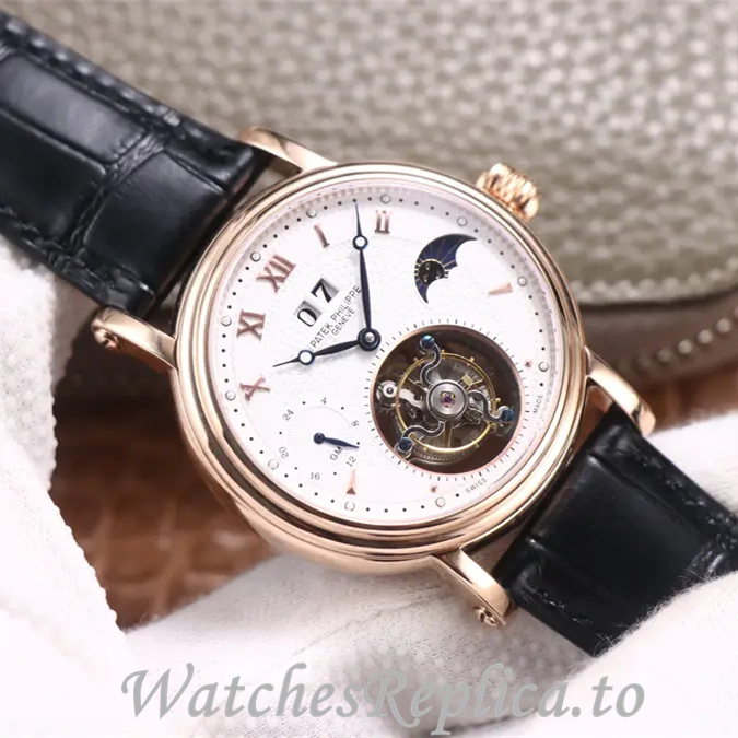 Patek Philippe Replica Complications Leather Rubber strap 42MM - WatchesReplica.is