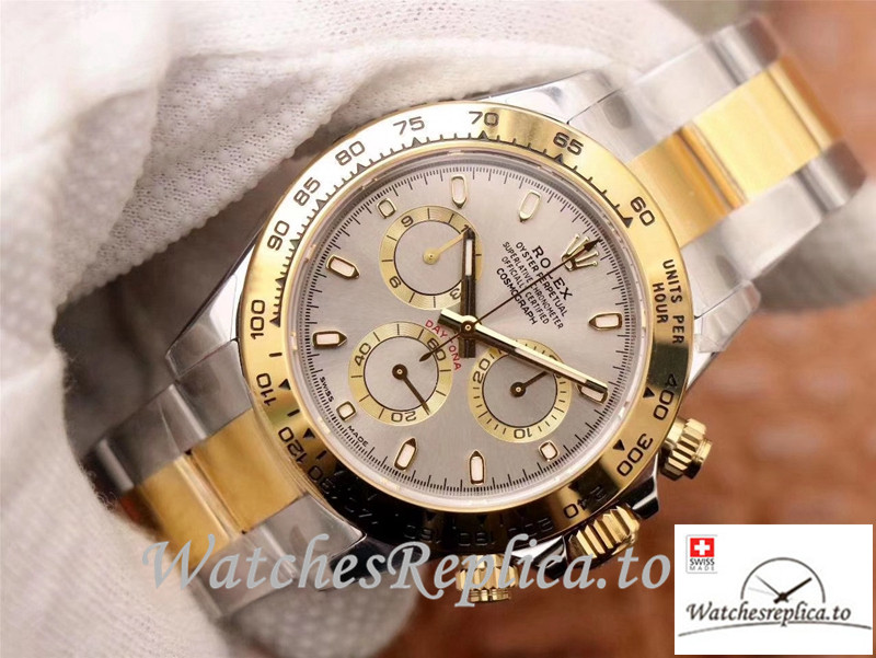 Swiss Rolex Daytona Cosmograph Replica M116503-0002 Gray And Gold Strap 40MM - WatchesReplica.is