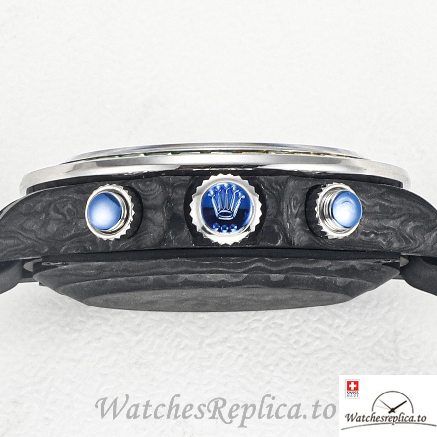Swiss Rolex Daytona Replica Black Rubber strap 40MM Blue Dial - WatchesReplica.is