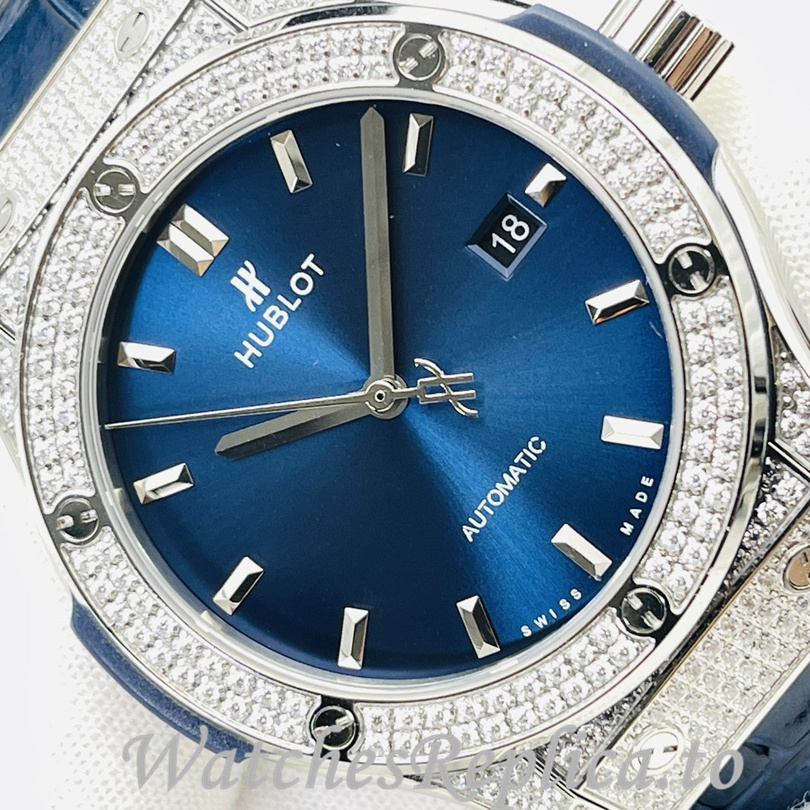 Hublot Replica Big Bang Sang Bleu Leather strap 42MM - WatchesReplica.is