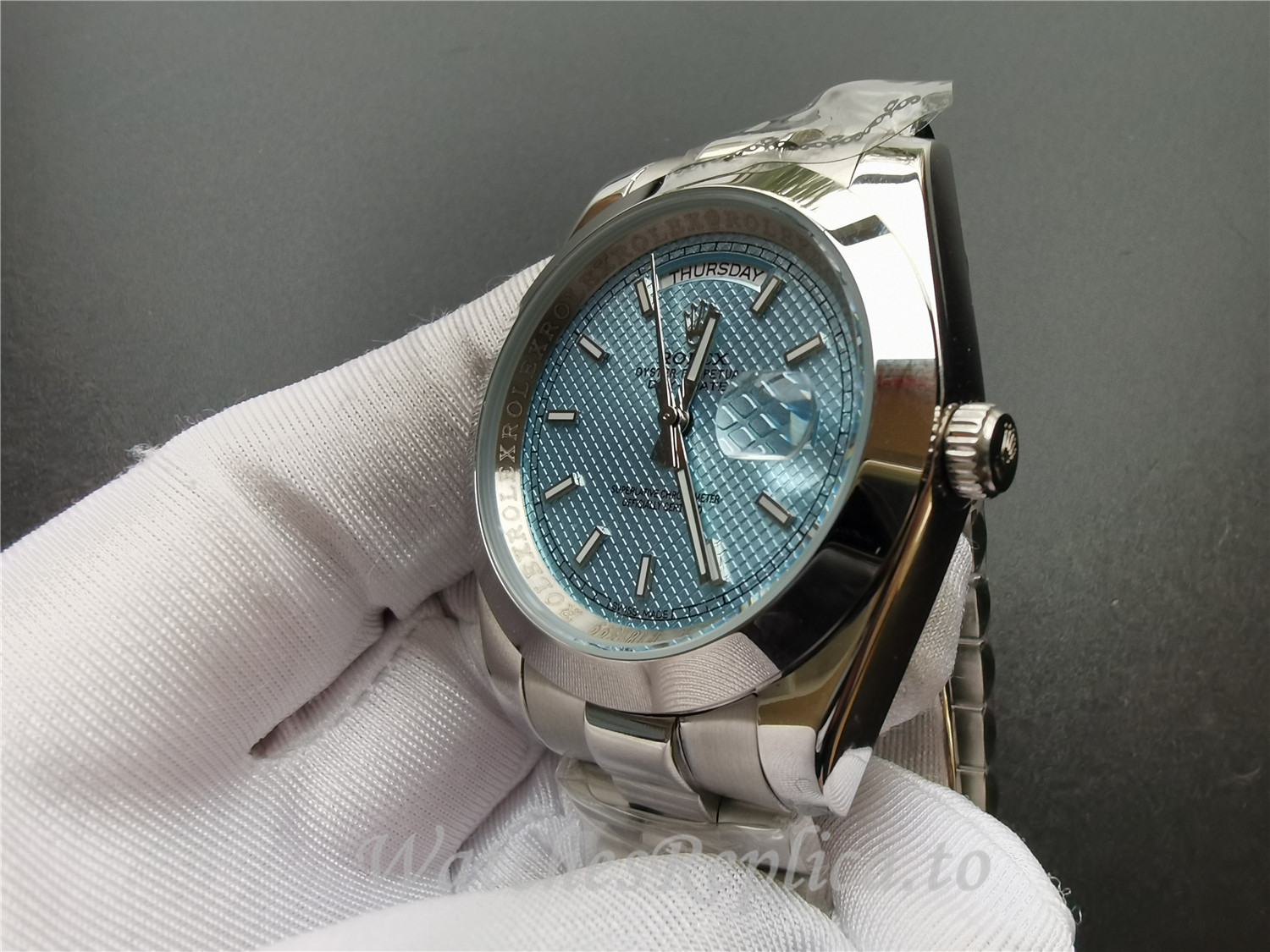 Swiss Rolex Day Date Replica 228206 001 Stainless Steel Strap 40MM - WatchesReplica.is
