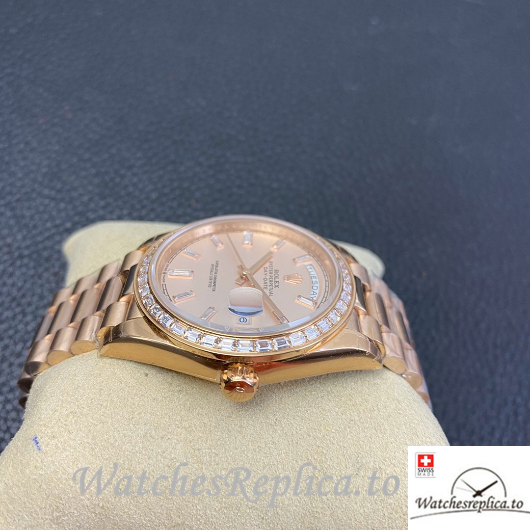Swiss Rolex Datejust Replica 126233 Rose Gold strap 36MM - WatchesReplica.is