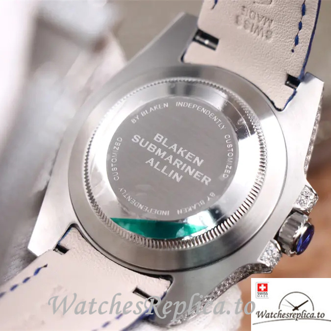 Swiss Rolex Submariner Replica Leather strap 40MM - WatchesReplica.is