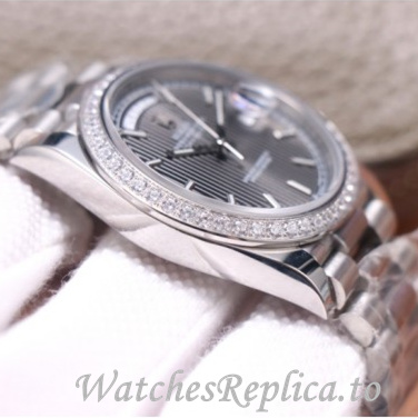 Swiss Rolex Day Date Replica 228349 White Gold strap 40MM - WatchesReplica.is