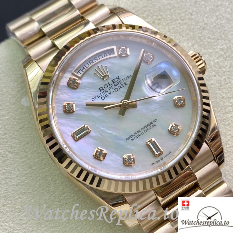 Swiss Rolex Datejust Replica 126233 Rose Gold strap 36MM - WatchesReplica.is