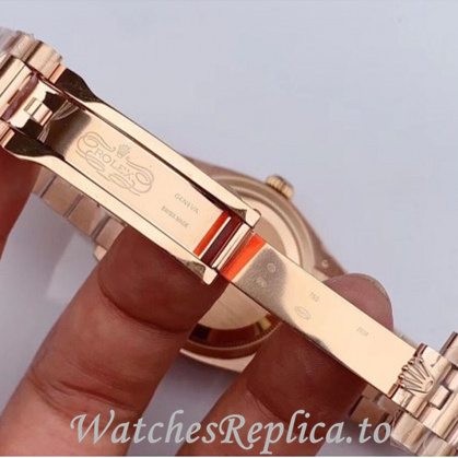 Swiss Rolex Day Date Replica 128235 Rose Gold strap 36MM - WatchesReplica.is