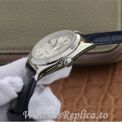 Swiss Rolex Day Date Replica 118135 Leather strap 36MM - WatchesReplica.is
