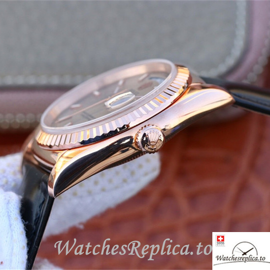 Swiss Rolex Day-Date Replica 118135 Leather strap 36MM - WatchesReplica.is