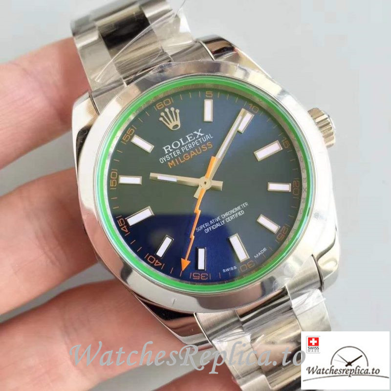 Swiss Rolex Milgauss Replica 116400GV 001 Silver Bezel 40MM - WatchesReplica.is