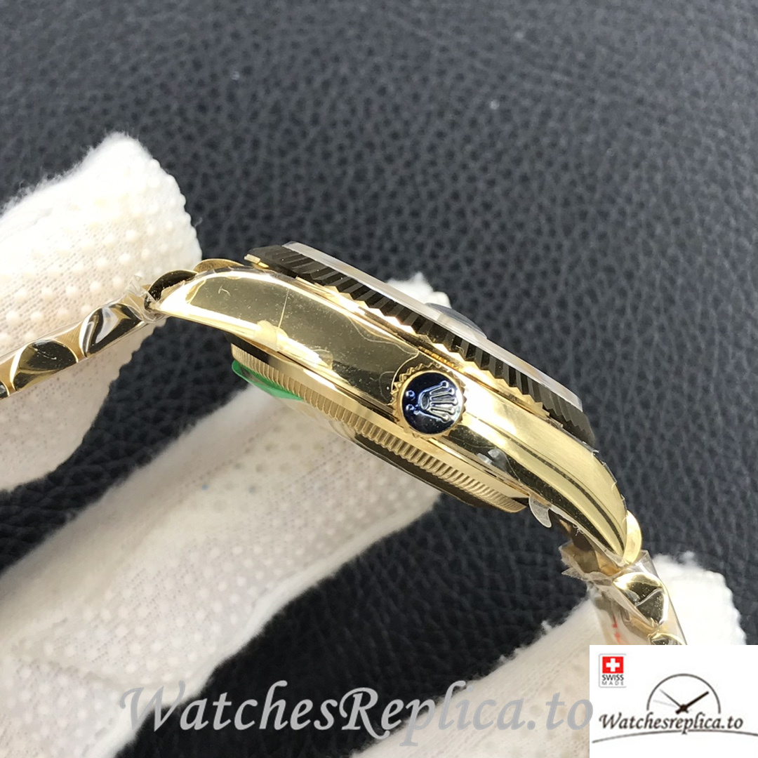 Swiss Rolex Day Date Replica 128238 Yellow Gold strap 36MM Green Dial - WatchesReplica.is