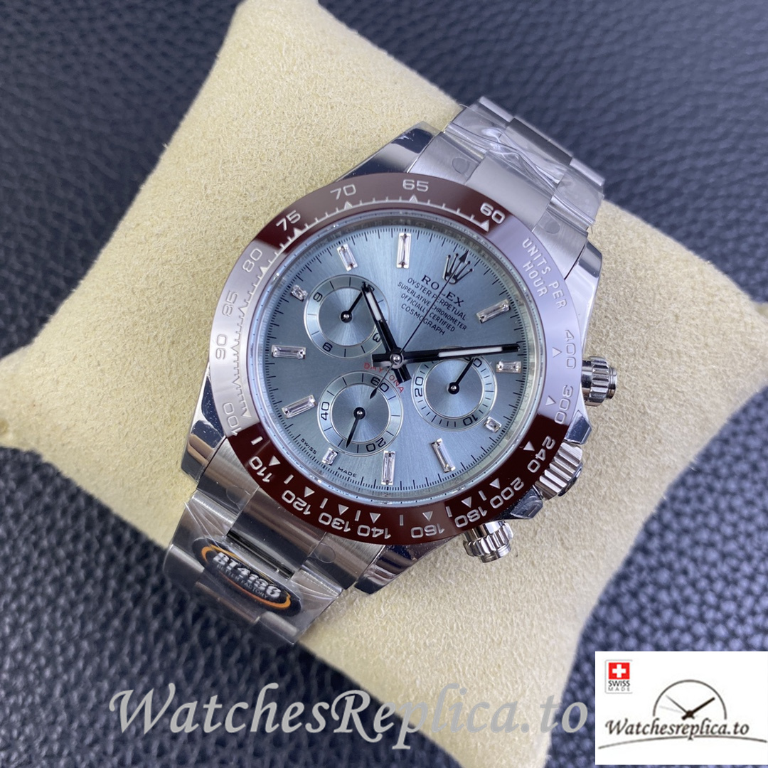 Swiss Rolex Daytona Replica Stainless steel strap 40MM Blue Dial Diamonds Marks - WatchesReplica.is
