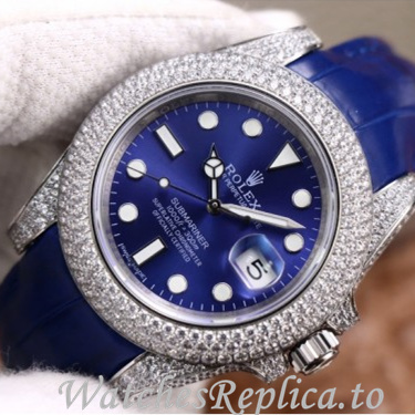 Swiss Rolex Submariner Replica Leather strap 40MM - WatchesReplica.is