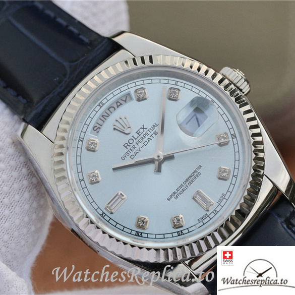 Swiss Rolex Day-Date Replica 118139 Leather strap 36MM - WatchesReplica.is