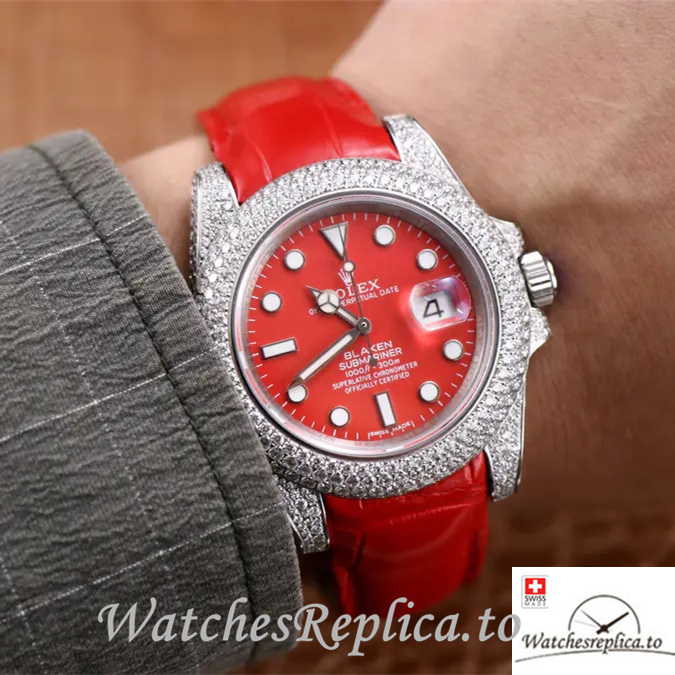 Swiss Rolex Submariner Replica Leather strap 40MM - WatchesReplica.is
