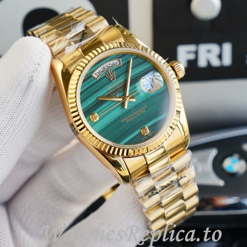 Swiss Rolex Day Date Replica 128238 Yellow Gold strap 36MM - WatchesReplica.is