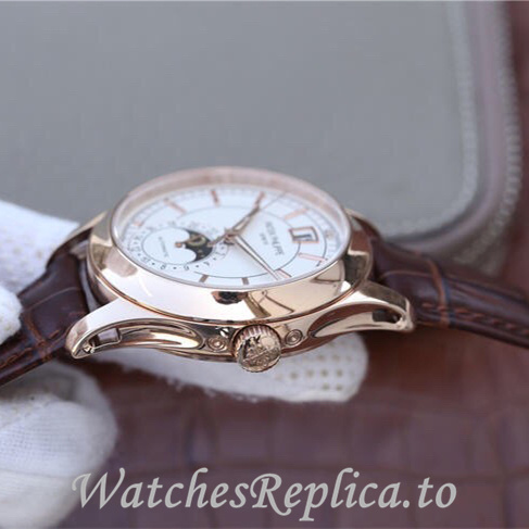 Patek Philippe Replica Complications 5205G-001 Leather strap 40MM - WatchesReplica.is