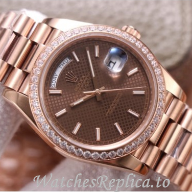 Swiss Rolex Day Date Replica 228345 Rose Gold strap 40MM - WatchesReplica.is