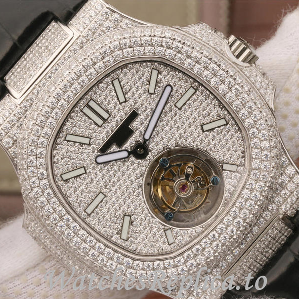 Patek Philippe Replica Nautilus Leather strap 40MM - WatchesReplica.is