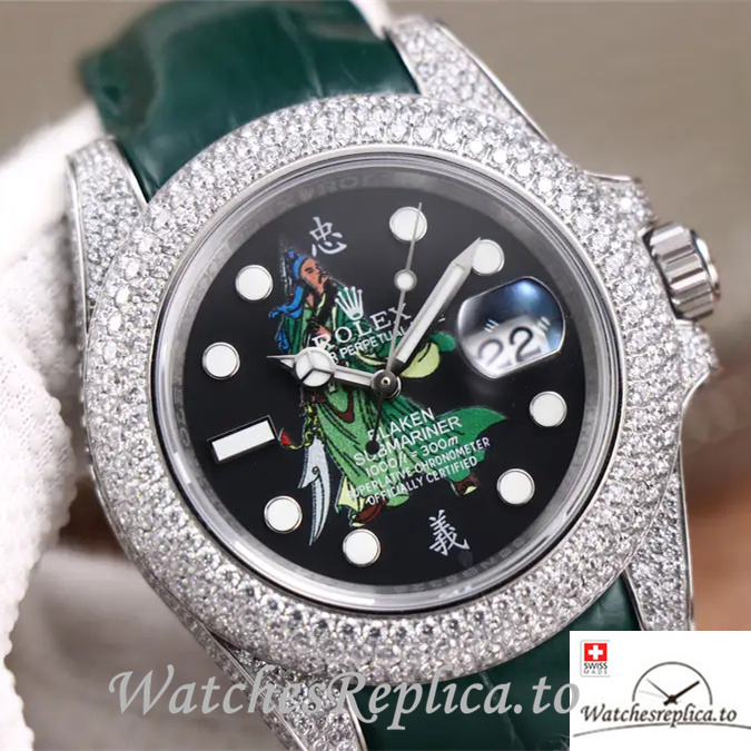 Swiss Rolex Submariner Replica Leather strap 40MM - WatchesReplica.is