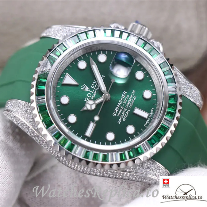 Swiss Rolex Submariner Replica 116610LV Rubber strap 40MM - WatchesReplica.is