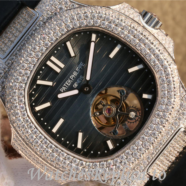 Patek Philippe Replica Nautilus Leather strap 40MM - WatchesReplica.is