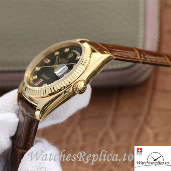 Swiss Rolex Day-Date Replica 118138 Leather strap 36MM - WatchesReplica.is