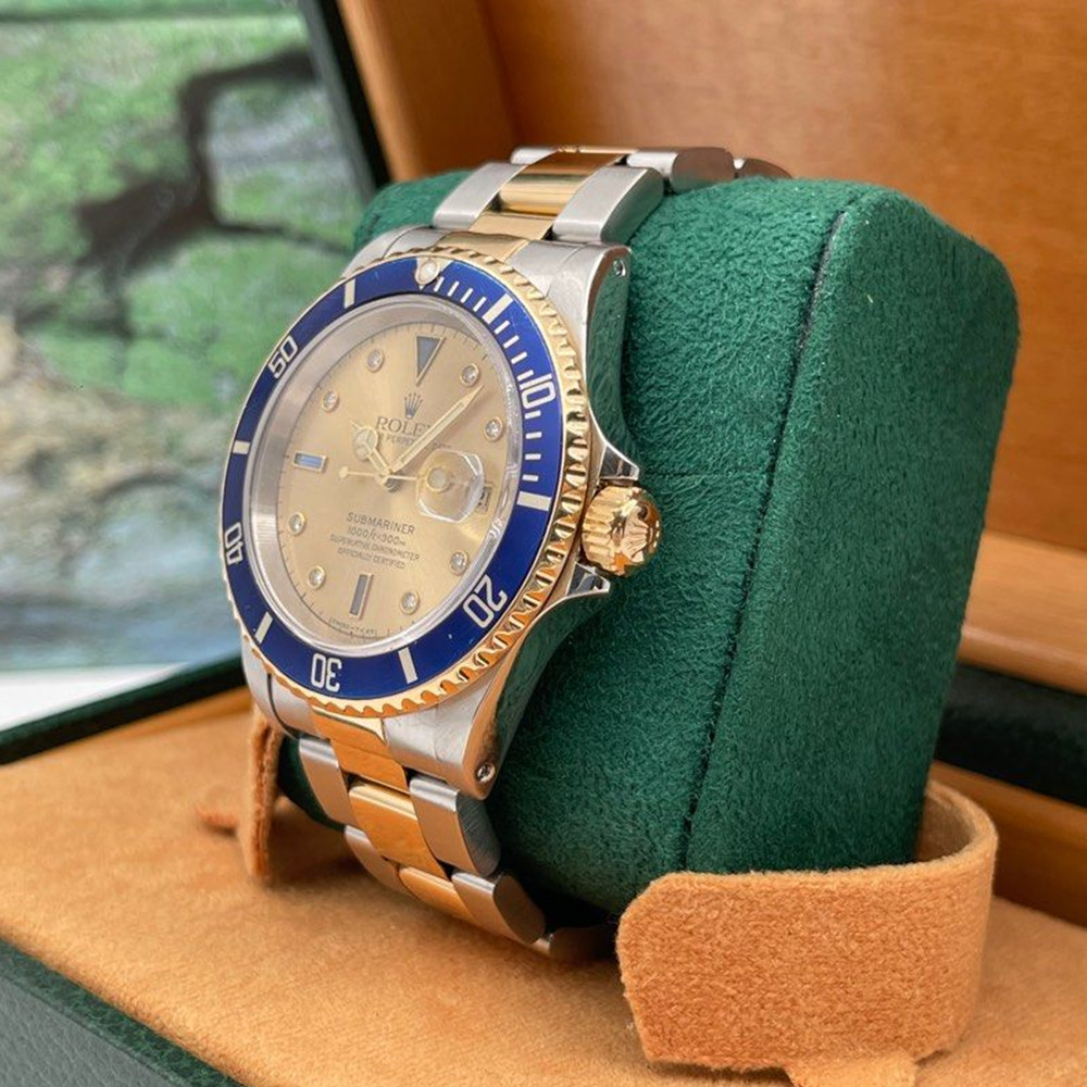 Rolex Submariner Watch Gold Dial 16613 - WatchesReplica.is