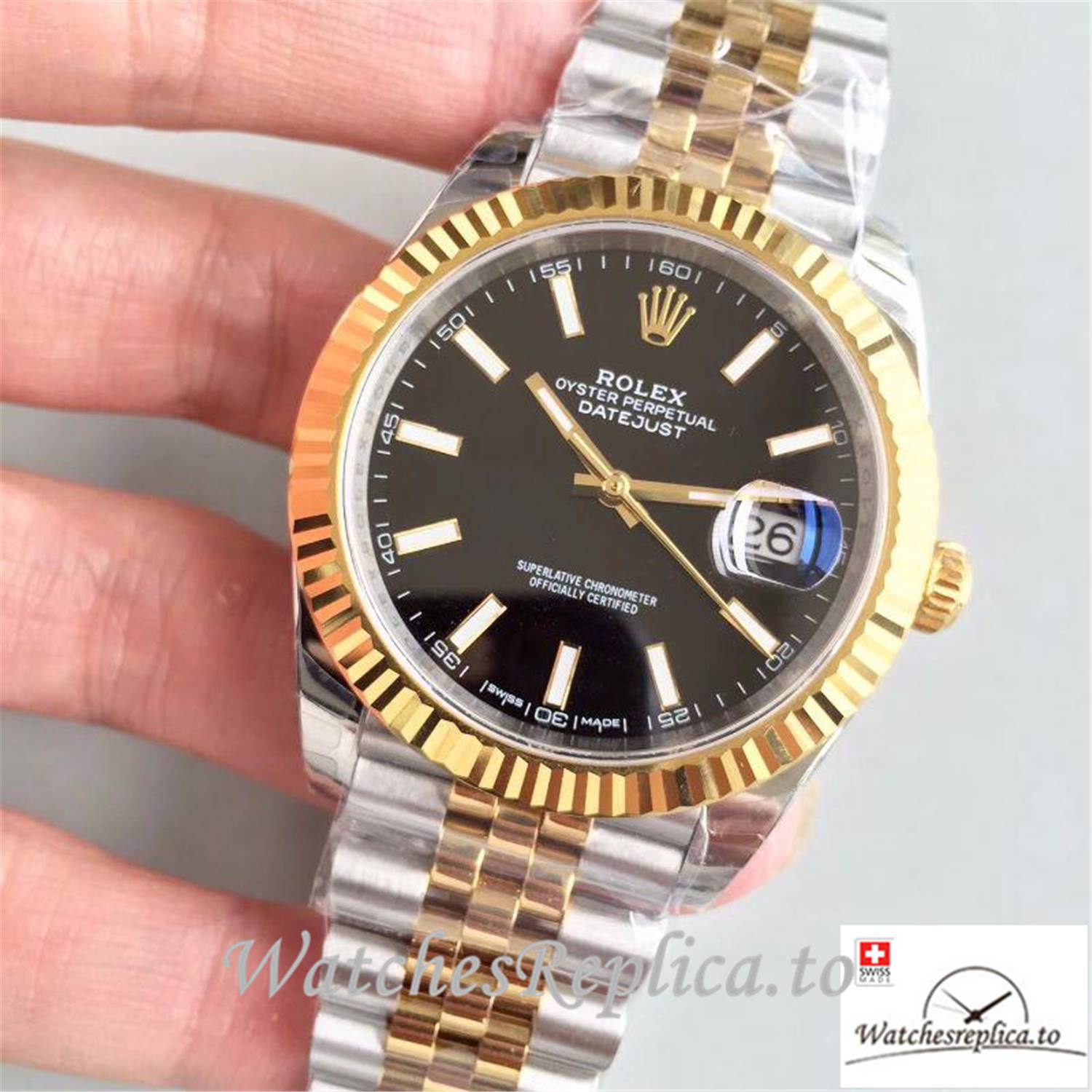 Swiss Rolex Datejust Replica 116333 Black Dial 41MM - WatchesReplica.is