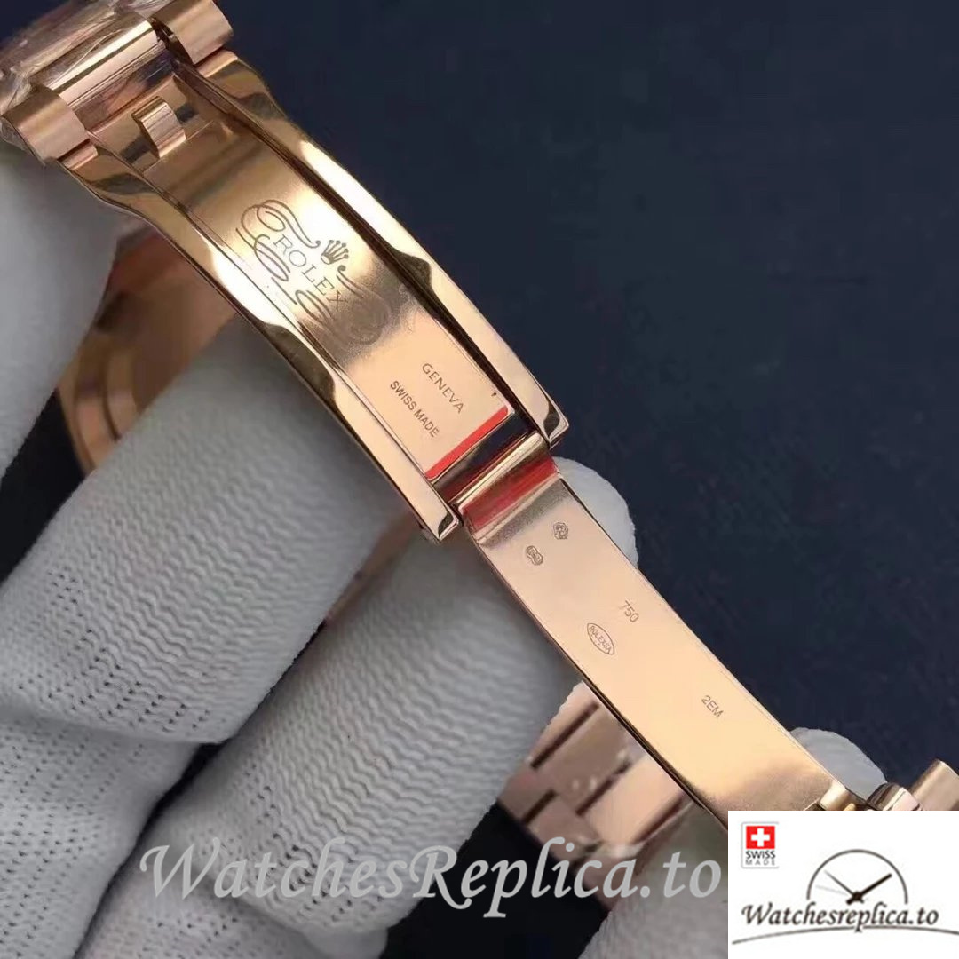 Swiss Rolex Day-Date Replica 218399 Rose Gold strap 41MM - WatchesReplica.is