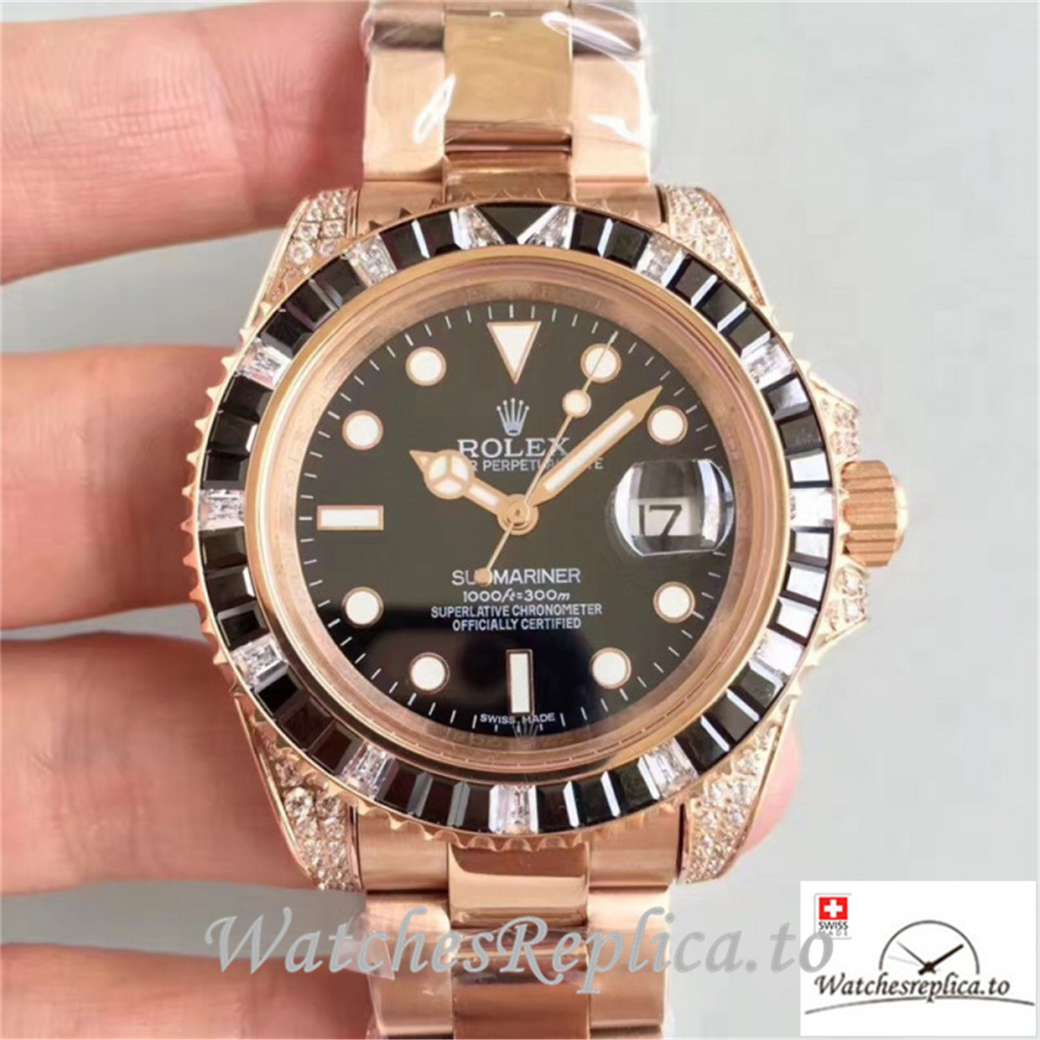 Swiss Rolex Submariner Replica 116618LN 001 Diamonds Bezel 40MM - WatchesReplica.is