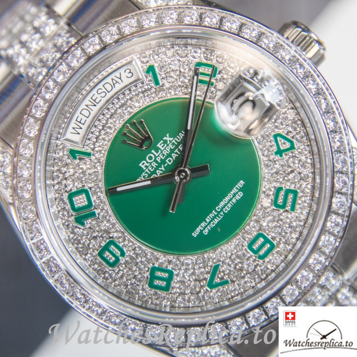 Swiss Rolex Day Date Replica Stainless steel strap 40MM - WatchesReplica.is