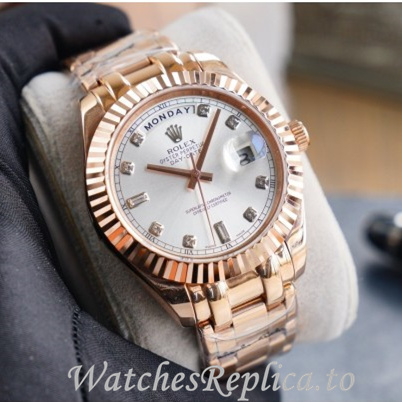 Swiss Rolex Day Date Replica 218238 Rose Gold strap 40MM - WatchesReplica.is