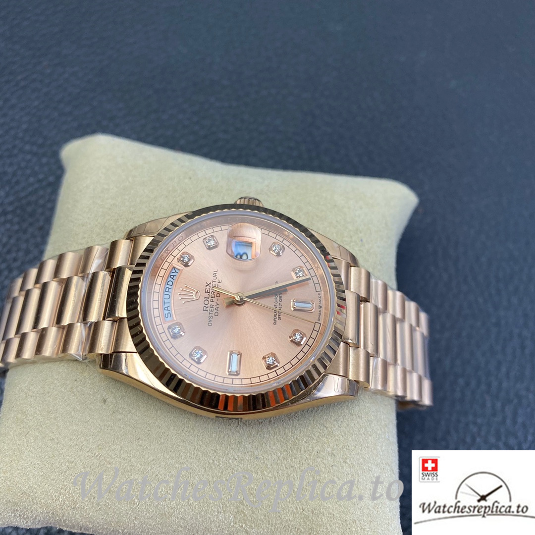 Swiss Rolex Datejust Replica 126233 Rose Gold strap 36MM - WatchesReplica.is