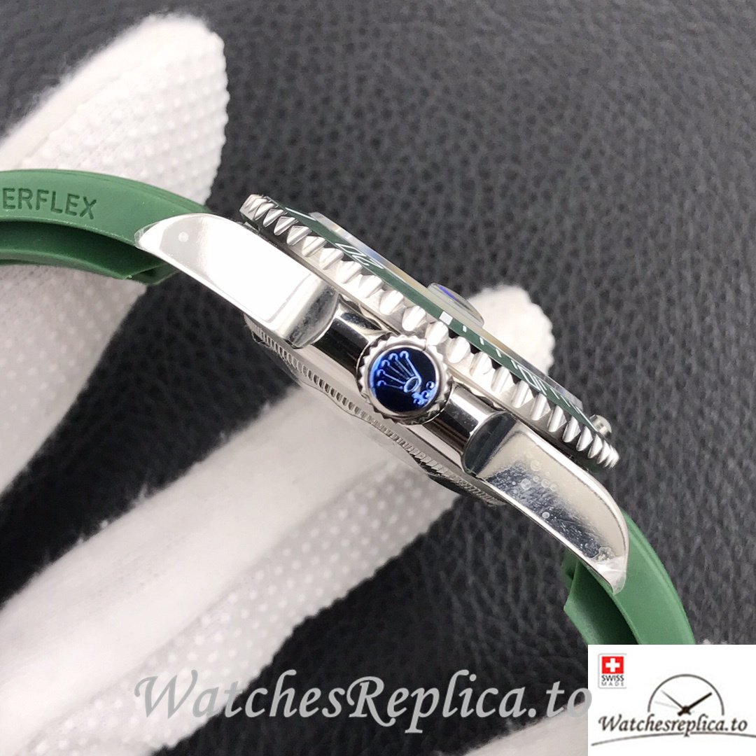 Swiss Rolex Submariner Replica Green Rubber strap 40MM Green Dial Hulk - WatchesReplica.is